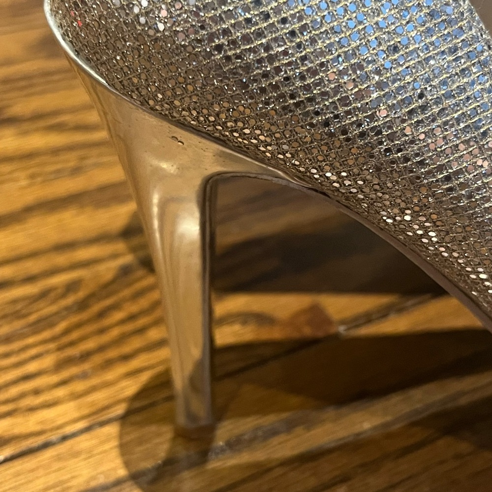 Michael Kors Glittering Silver Peep Toe Heels - Picture 9 of 15